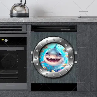 Preview of Cute Shark Looking through the Porthole magnet.