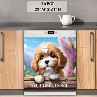 Preview of Welcome Home Puppy magnet in Large size.