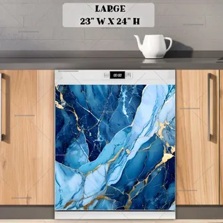 Preview of Gold and Blue Marble Design magnet in Large size.