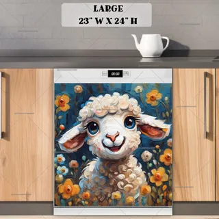 Preview of Cute Lamb with Flowers magnet in Large size.