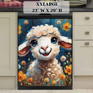 Preview of Cute Lamb with Flowers magnet in XX Large size.