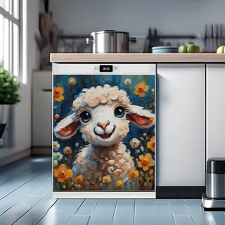 Preview of Cute Lamb with Flowers magnet.