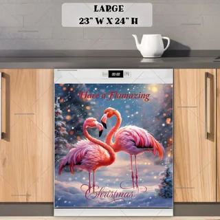 Preview of Christmas Flamingo Couple magnet in Large size.