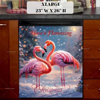 Preview of Christmas Flamingo Couple magnet in Extra Large size.