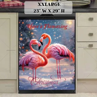 Preview of Christmas Flamingo Couple magnet in XX Large size.