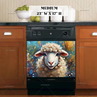 Preview of Blue Eyed Sheep in the Meadow magnet in Medium size.