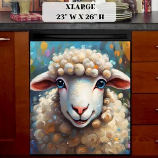 Preview of Blue Eyed Sheep in the Meadow magnet in Extra Large size.