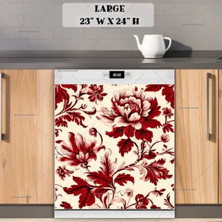 Preview of Red Vintage Flowers magnet in Large size.