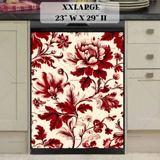 Preview of Red Vintage Flowers magnet in XX Large size.