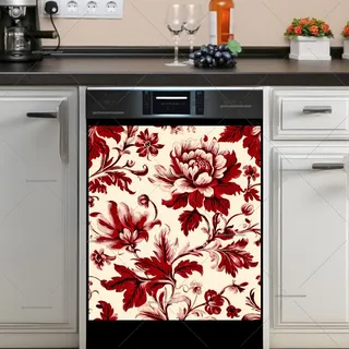 Preview of Red Vintage Flowers magnet.