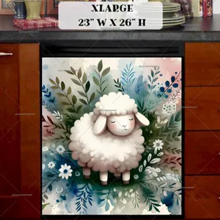 Preview of Cute Fluffy Sheep magnet in Extra Large size.