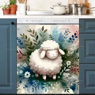 Preview of Cute Fluffy Sheep magnet.