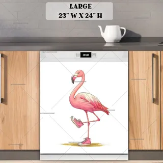 Preview of Pink Flamingo in Sneakers magnet in Large size.