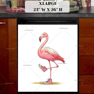 Preview of Pink Flamingo in Sneakers magnet in Extra Large size.