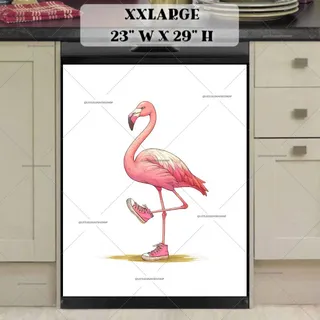 Preview of Pink Flamingo in Sneakers magnet in XX Large size.