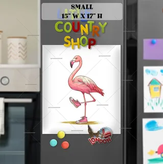 Preview of Pink Flamingo in Sneakers magnet in Small size.