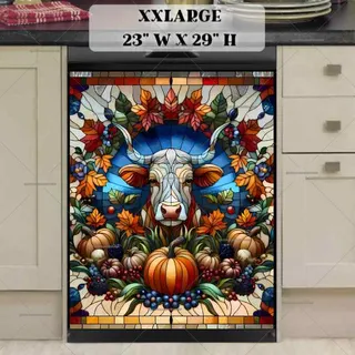 Preview of Stained Glass Thanksgiving Cow magnet in XX Large size.