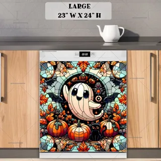 Preview of Stained Glass Halloween Ghost magnet in Large size.