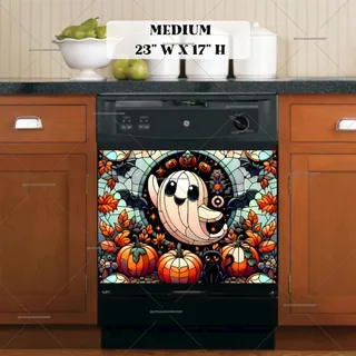 Preview of Stained Glass Halloween Ghost magnet in Medium size.