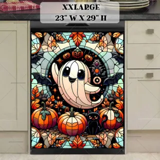 Preview of Stained Glass Halloween Ghost magnet in XX Large size.