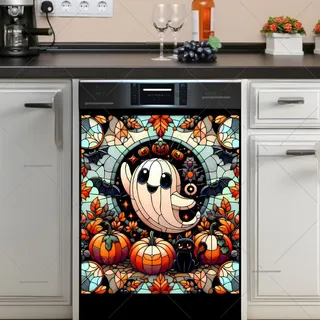 Preview of Stained Glass Halloween Ghost magnet.