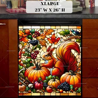 Preview of Stained Glass Autumn Squirrel magnet in Extra Large size.