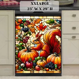 Preview of Stained Glass Autumn Squirrel magnet in XX Large size.