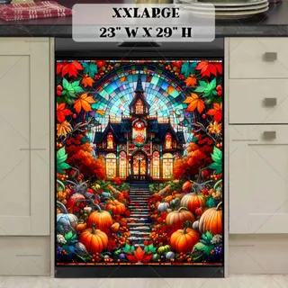 Preview of Stained Glass Autumn Church magnet in XX Large size.