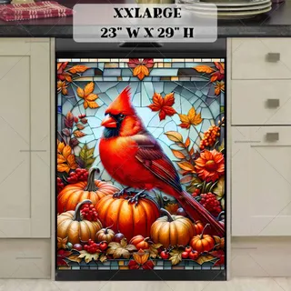 Preview of Stained Glass Autumn Cardinal magnet in XX Large size.