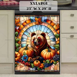 Preview of Stained Glass Thanksgiving Bear magnet in XX Large size.