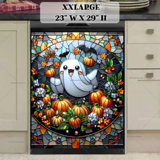 Preview of Cute Stained Glass Halloween Ghost magnet in XX Large size.