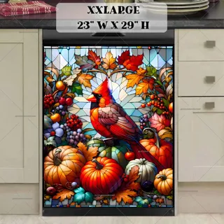 Preview of Stained Glass Thanksgiving Cardinal magnet in XX Large size.