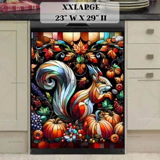 Preview of Stained Glass Thanksgiving Squirrel magnet in XX Large size.