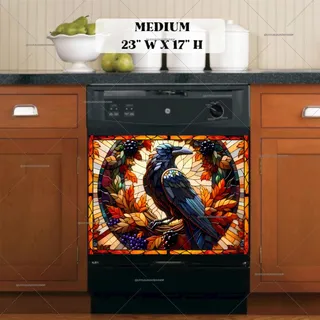 Preview of Stained Glass Thanksgiving Crow magnet in Medium size.