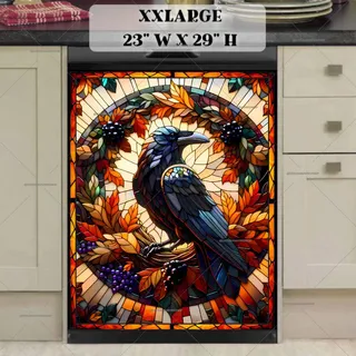 Preview of Stained Glass Thanksgiving Crow magnet in XX Large size.