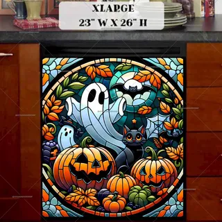 Preview of Stained Glass Halloween Ghosts magnet in Extra Large size.