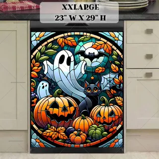 Preview of Stained Glass Halloween Ghosts magnet in XX Large size.