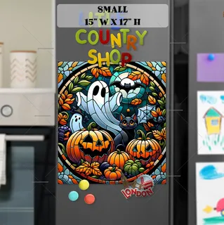 Preview of Stained Glass Halloween Ghosts magnet in Small size.