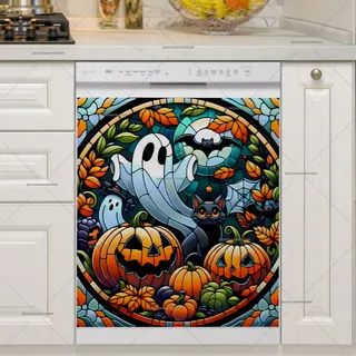 Preview of Stained Glass Halloween Ghosts magnet.