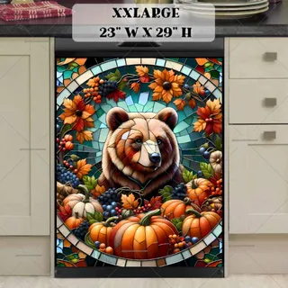 Preview of Stained Glass Autumn Bear magnet in XX Large size.