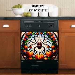 Preview of Stained Glass Halloween Spider magnet in Medium size.