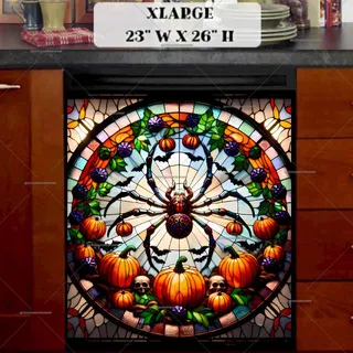 Preview of Stained Glass Halloween Spider magnet in Extra Large size.