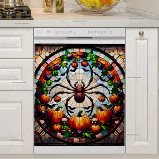 Preview of Stained Glass Halloween Spider magnet.