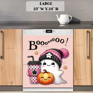 Preview of Cute Halloween Ghost with a Coffee magnet in Large size.