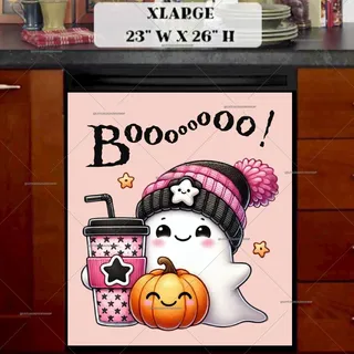 Preview of Cute Halloween Ghost with a Coffee magnet in Extra Large size.