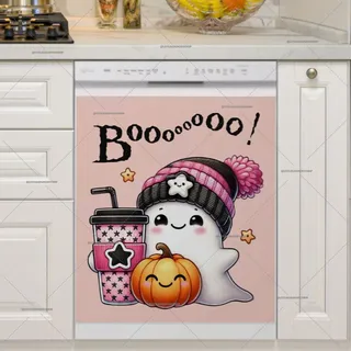 Preview of Cute Halloween Ghost with a Coffee magnet.