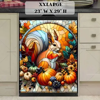 Preview of Stained Glass Thanksgiving Squirrel magnet in XX Large size.