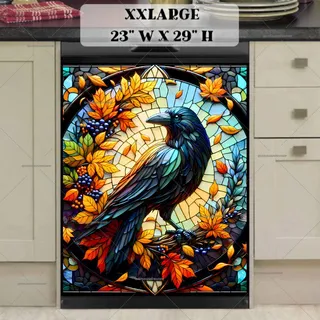 Preview of Stained Glass Autumn Crow magnet in XX Large size.