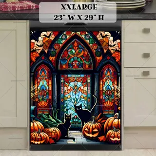 Preview of Stained Glass Halloween Black Cats magnet in XX Large size.