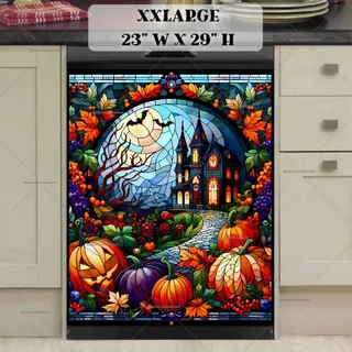 Preview of Stained Glass Halloween Haunted House magnet in XX Large size.